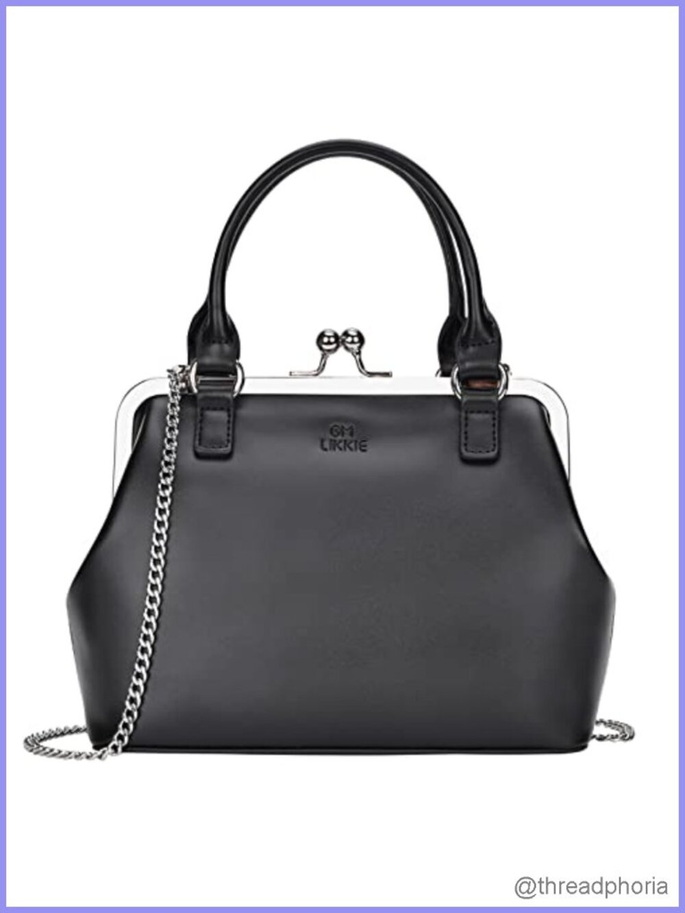 Vintage Kiss Lock Evening Bag Clutch Crossbody Faux Leather PU, Detachable